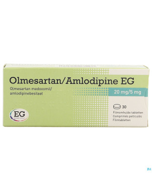Olmesartan amlodipine eg 20mg/ 5mg comp pell  30
