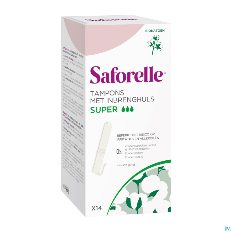 Saforelle coton protect tampons applicat. super 14