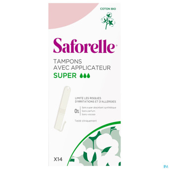Saforelle coton protect tampons applicat. super 14
