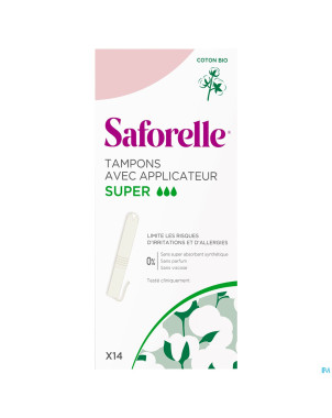 Saforelle coton protect tampons applicat. super 14
