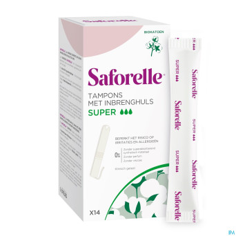 Saforelle coton protect tampons applicat. super 14