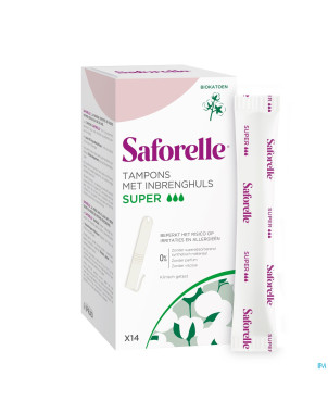 Saforelle coton protect tampons applicat. super 14