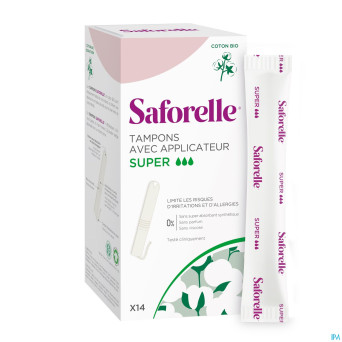 Saforelle coton protect tampons applicat. super 14