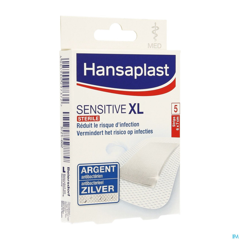 Hansaplast med sensitive  xl 6cmx7cm    strips 5