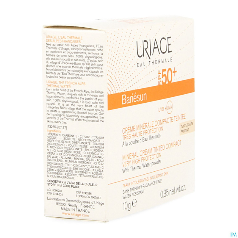 Uriage bariesun ip50+ cr miner. comp.clair pdr 10g