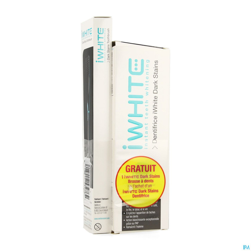 Iwhite dark stains dentifrice + brosse dents grat.
