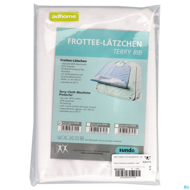 Bavoir eponge xl blanc