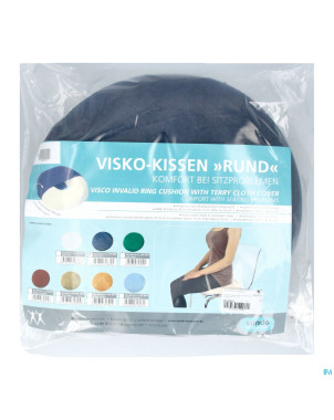 Coussin forme bouee visco housse 45cm bleu