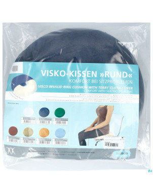 Coussin forme bouee visco housse 45cm bleu