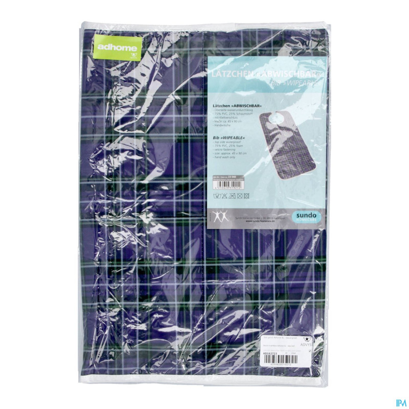 Bavoir carreaux xl bleu/vert adhome