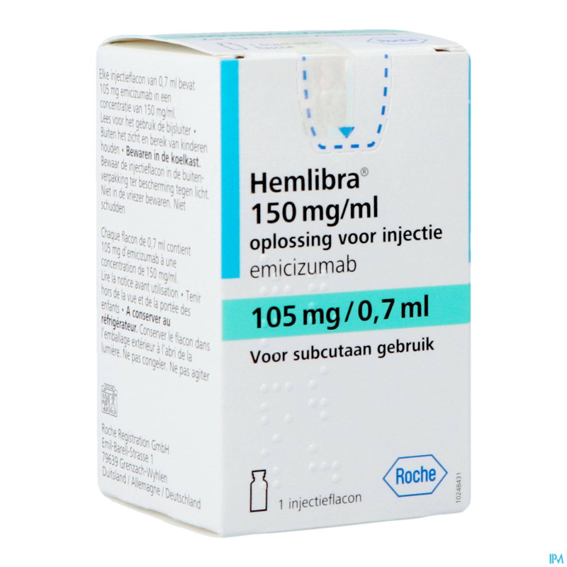 Hemlibra 105mg/0,7ml sol inj fl inj 1 +cnk 4125928