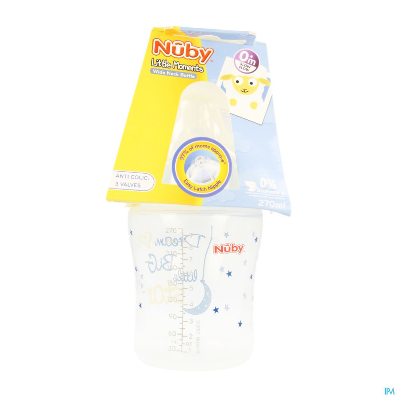 Nuby little moments biberon bleu 270ml 0m+