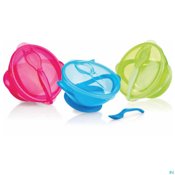 Nuby bol ventouse + cuillere 6m+