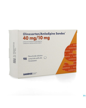 Olmesartan amlodipine sandoz 40/10mg comp pell  98