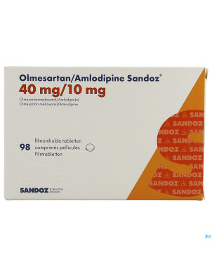 Olmesartan amlodipine sandoz 40/10mg comp pell  98