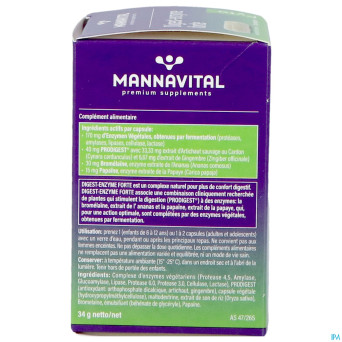 Mannavital digest enzyme  forte    v-caps 60