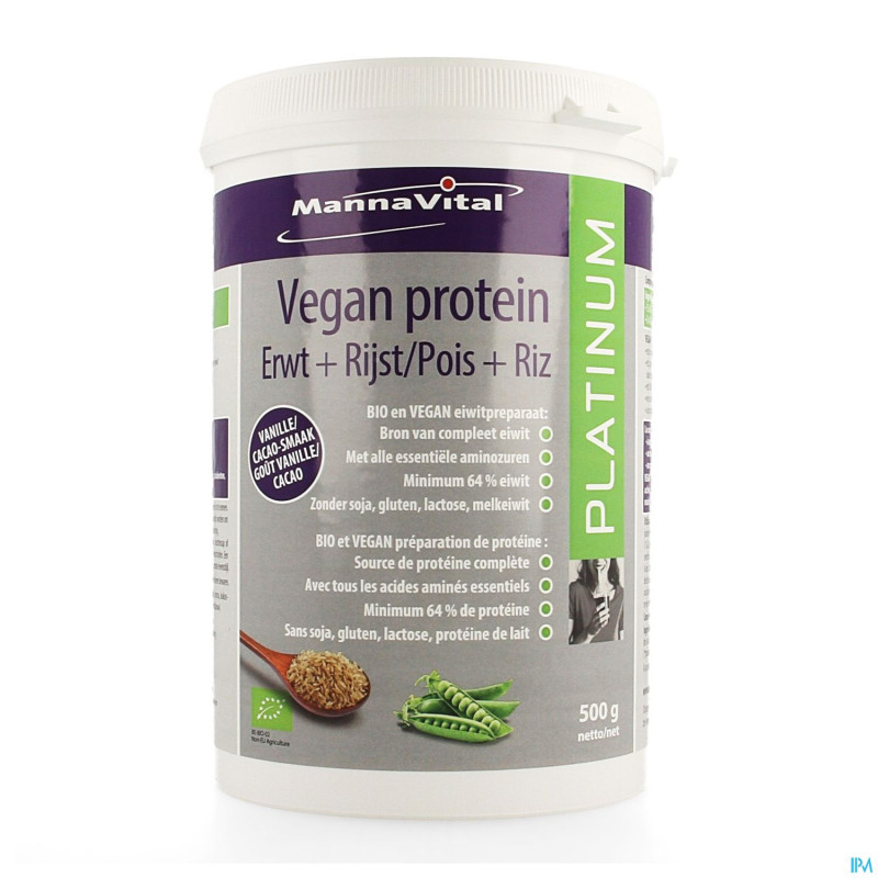 Mannavital vegan protein pois + riz    500g