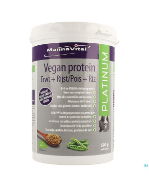 Mannavital vegan protein pois + riz    500g