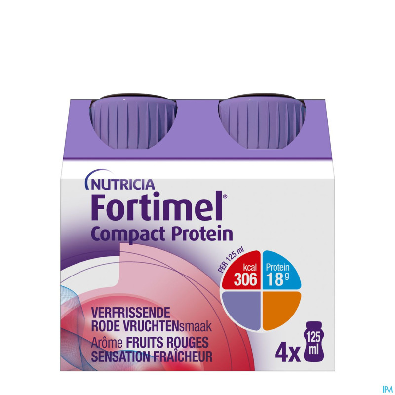 Fortimel compact protein fraich. fr.rouge 4x125ml