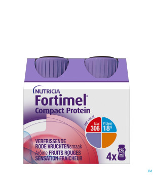 Fortimel compact protein fraich. fr.rouge 4x125ml