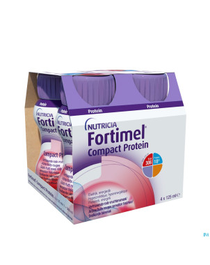 Fortimel compact protein fraich. fr.rouge 4x125ml