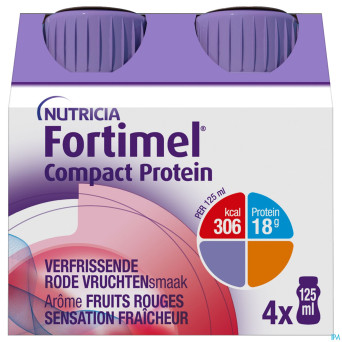 Fortimel compact protein fraich. fr.rouge 4x125ml