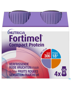 Fortimel compact protein fraich. fr.rouge 4x125ml