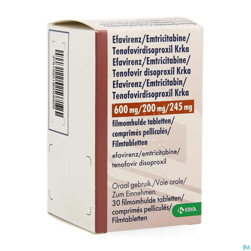 Efavirenz emtricit.tenof.ovird.krka comp 30 flacon