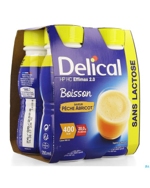 Delical effimax 2.0 peche abricot    4x200ml