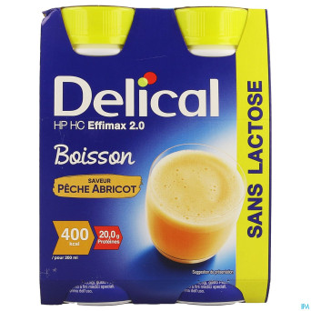 Delical effimax 2.0 peche abricot    4x200ml