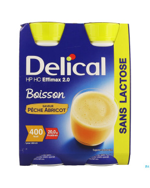 Delical effimax 2.0 peche abricot    4x200ml