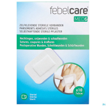 Febelcare med6 pansem. adhesifs steril. 7x5cm 10pc
