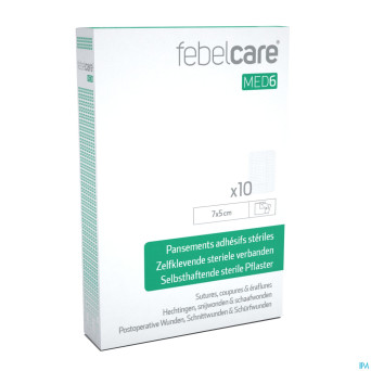 Febelcare med6 pansem. adhesifs steril. 7x5cm 10pc