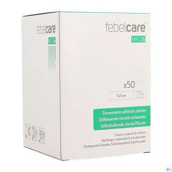 Febelcare med6 pansem. adhesifs steril. 7x5cm 50pc