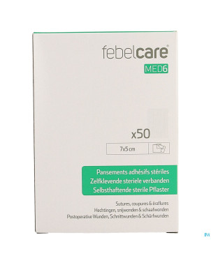 Febelcare med6 pansem. adhesifs steril. 7x5cm 50pc