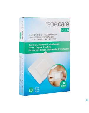 Febelcare med6 pansem. adhesifs steril.10x8cm 10pc
