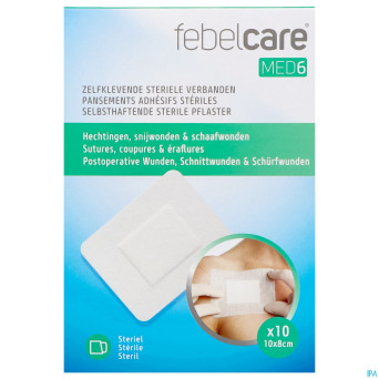 Febelcare med6 pansem. adhesifs steril.10x8cm 10pc