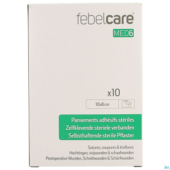 Febelcare med6 pansem. adhesifs steril.10x8cm 10pc