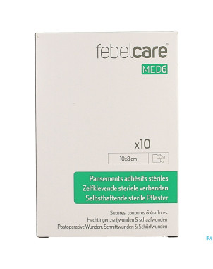 Febelcare med6 pansem. adhesifs steril.10x8cm 10pc