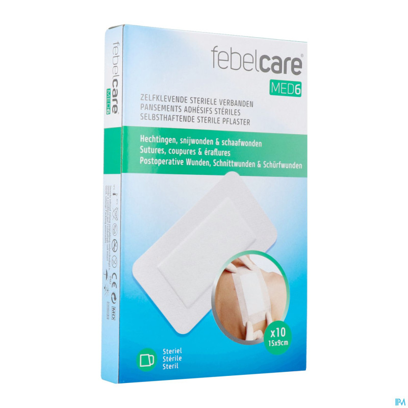 Febelcare med6 pansem. adhesifs steril.15x9cm 10pc