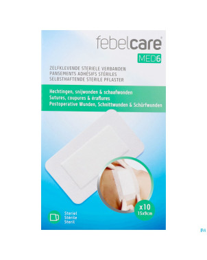 Febelcare med6 pansem. adhesifs steril.15x9cm 10pc