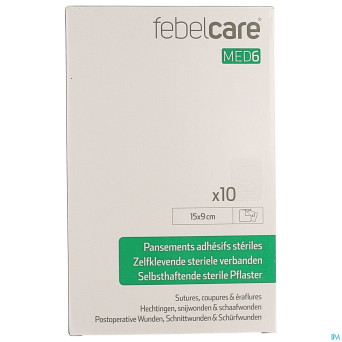 Febelcare med6 pansem. adhesifs steril.15x9cm 10pc