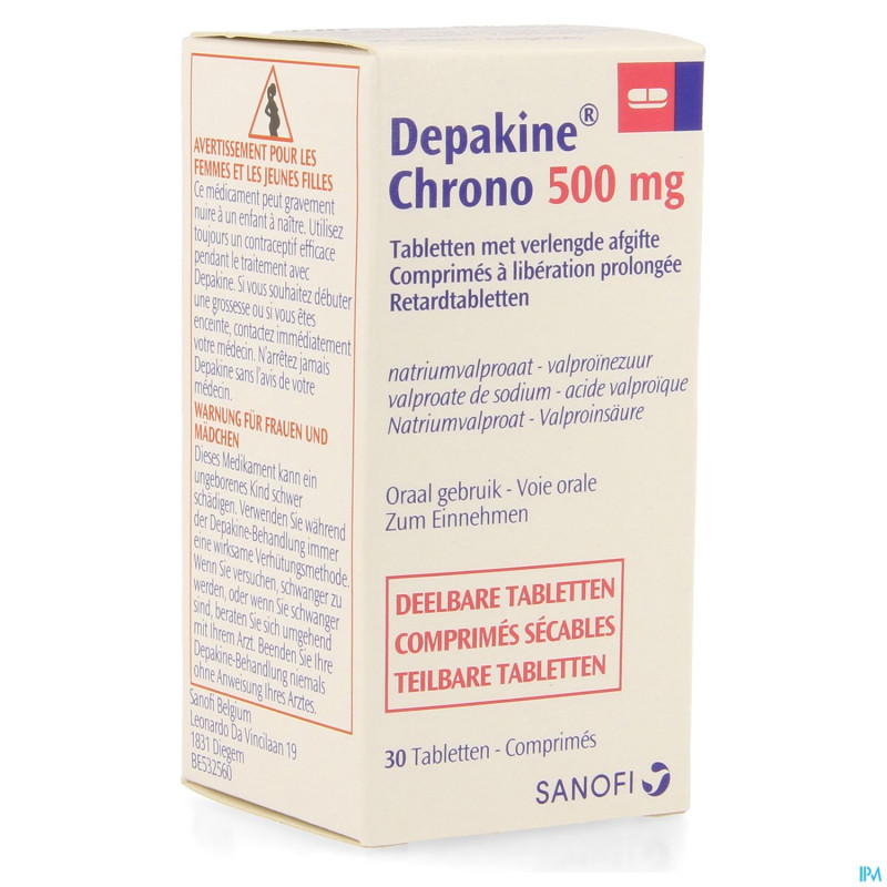 Depakine chrono 500 lib. prolongee comp 30 fl
