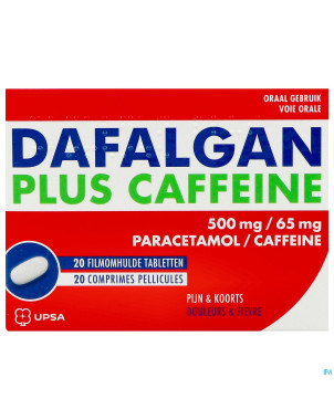 Dafalgan plus caffeine 500mg/65mg comp pell 20