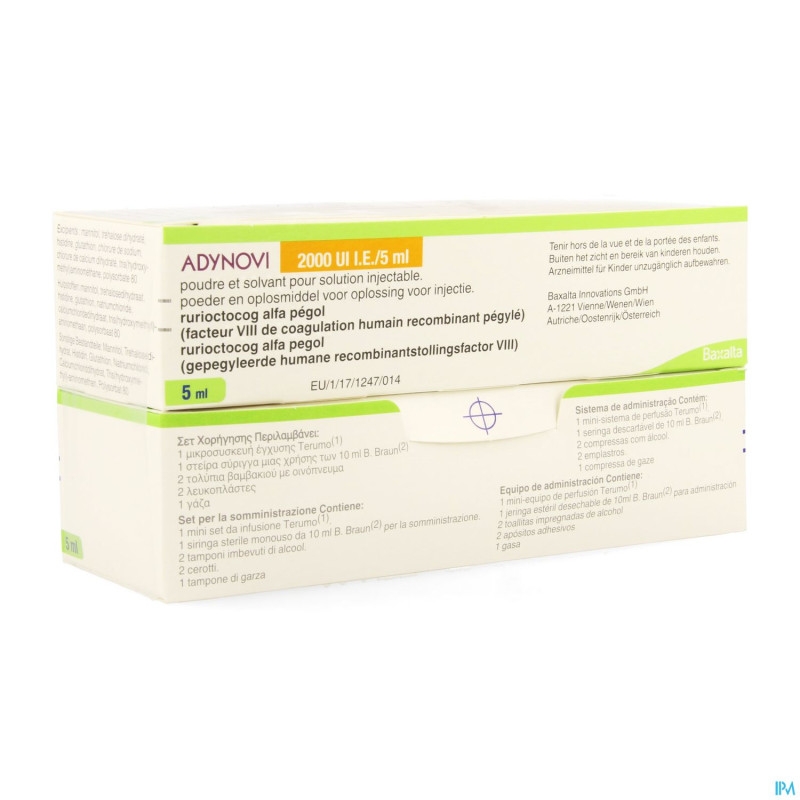 Adynovi 2000ui/5ml pdr+solv sol inj fl inj 1+1