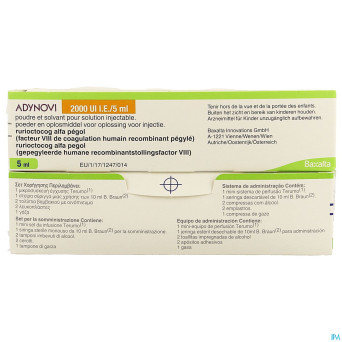 Adynovi 2000ui/5ml pdr+solv sol inj fl inj 1+1