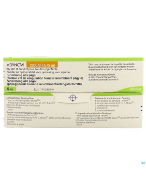 Adynovi 2000ui/5ml pdr+solv sol inj fl inj 1+1