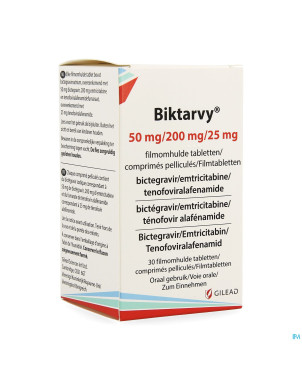 Biktarvy 50mg/200mg/25mg    comp pell 30 bottle