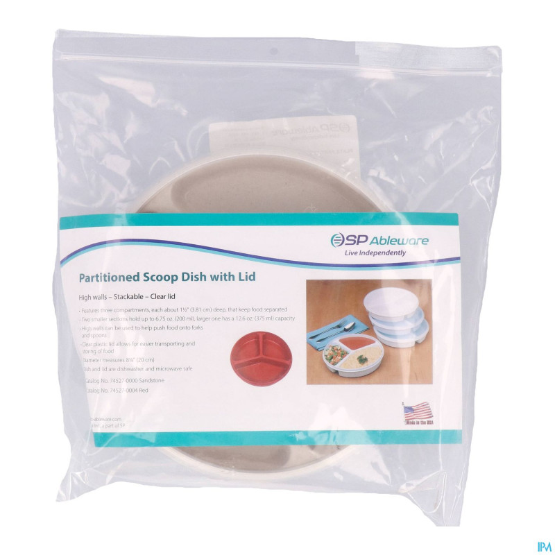 Assiette 3 compartiments + couvercle 20cm