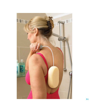 Eponge bain sur manche metal flexible 38cm